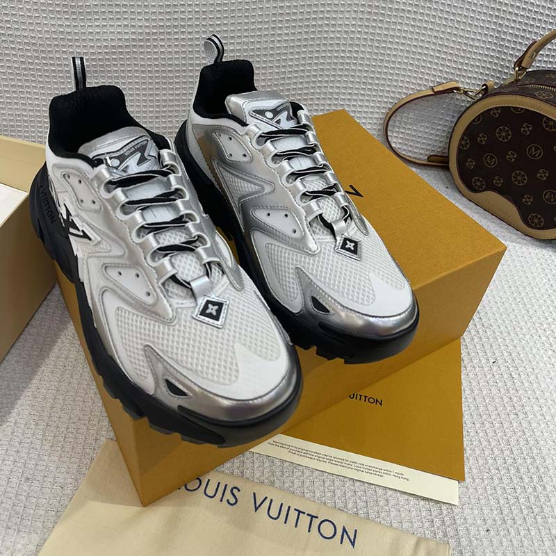 Louis Vuitton Unisex LV Runner Tatic Sneaker Silver Mix Materials Rubber  Outsole - LULUX