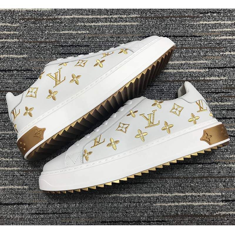Louis Vuitton White/Gold Nylon and Foil Leather Arclight Low Top Sneakers  Size 39 Louis Vuitton