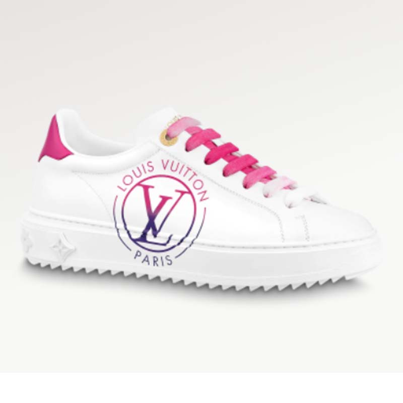 Louis Vuitton White/Pink Leather Logo Time Out Sneakers Size 37 Louis  Vuitton
