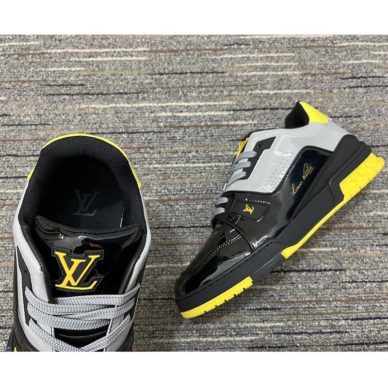 Louis Vuitton Men's LV Trainer Sneakers Patent Monogram Canvas