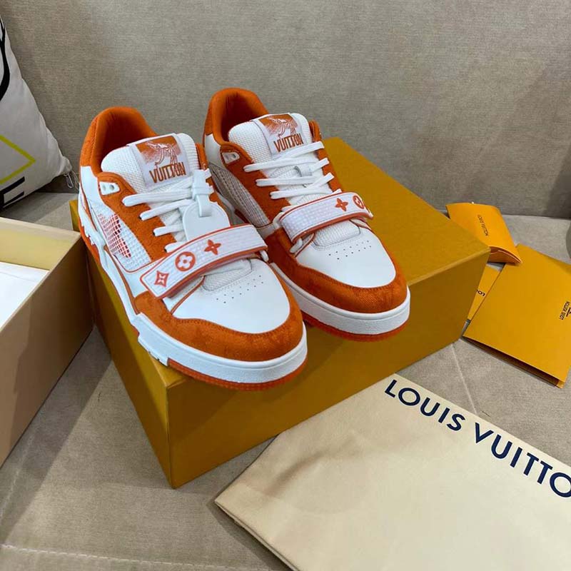 Buy Louis Vuitton Trainer Low 'Orange Monogram Denim' - 1A9ZBI