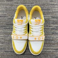 Louis Vuitton Unisex LV Trainer Sneaker Yellow Monogram Denim Rubber Outsole Monogram Flowers (9)