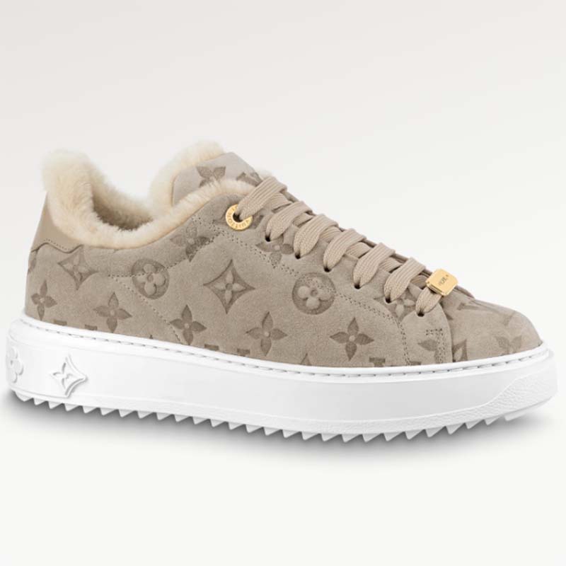 Louis Vuitton Lambskin Embossed Monogram Time Out Sneakers 38