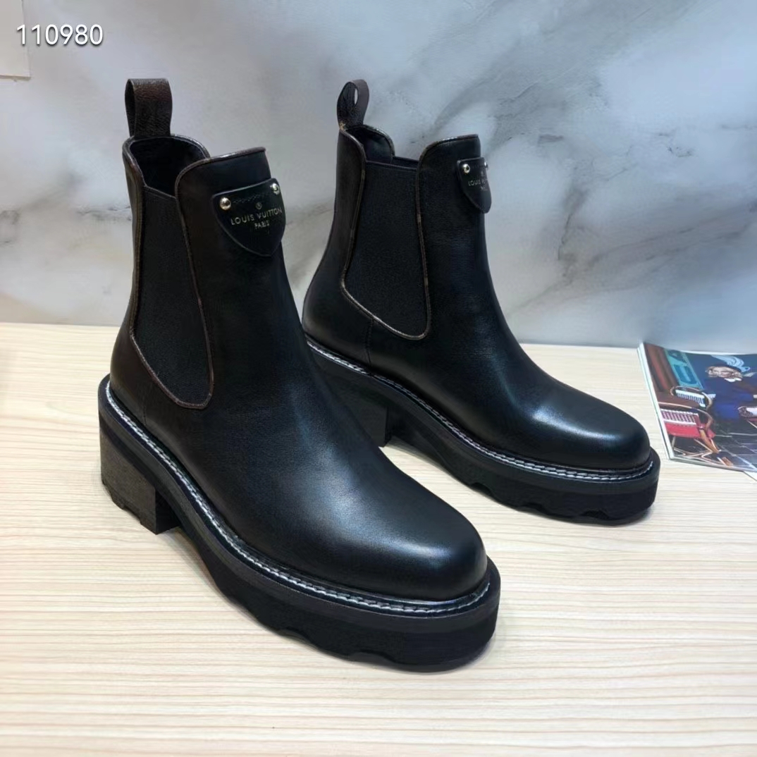 Lv beaubourg leather ankle boots Louis Vuitton Black size 39 EU in Leather  - 20093597