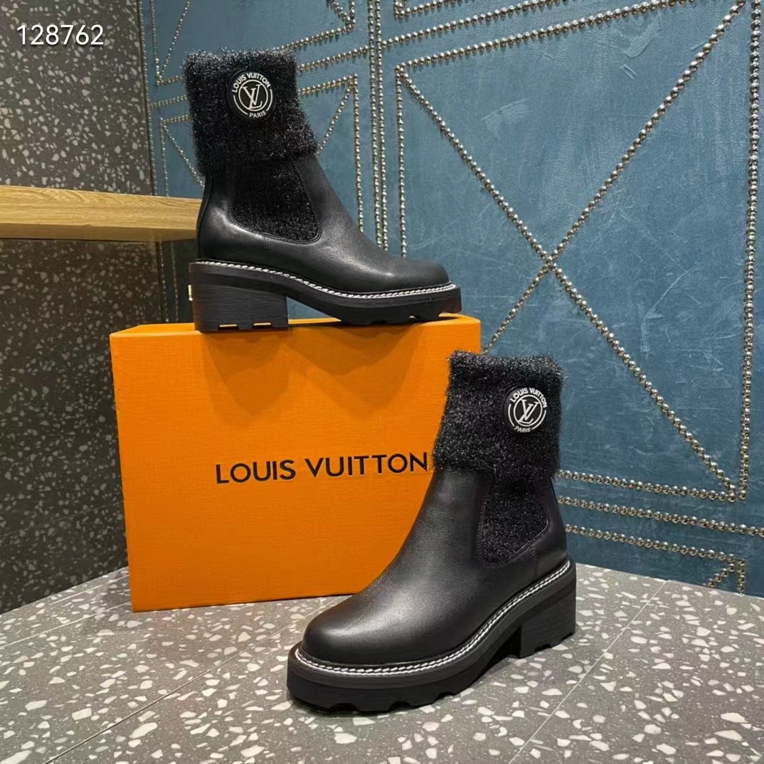 Louis Vuitton Beaubourg Womens Black Leather Ankle Boots UK 8 EU 41