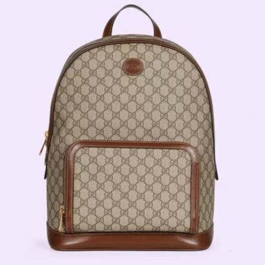 Gucci Unisex Backpack Interlocking G Beige Ebony GG Supreme Canvas