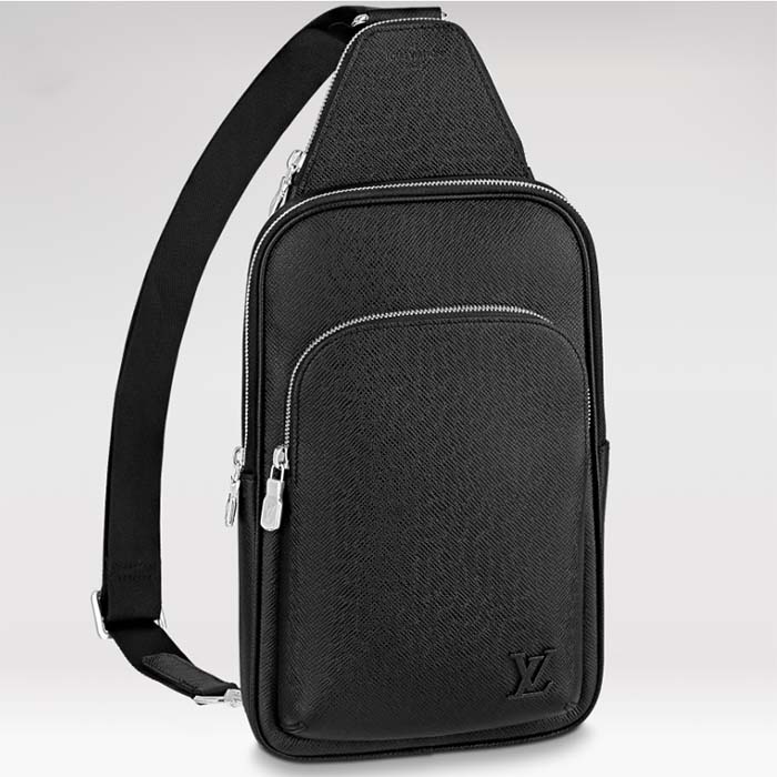 Louis Vuitton LV Unisex Avenue Sling Bag Black Taiga Cowhide Leather - LULUX