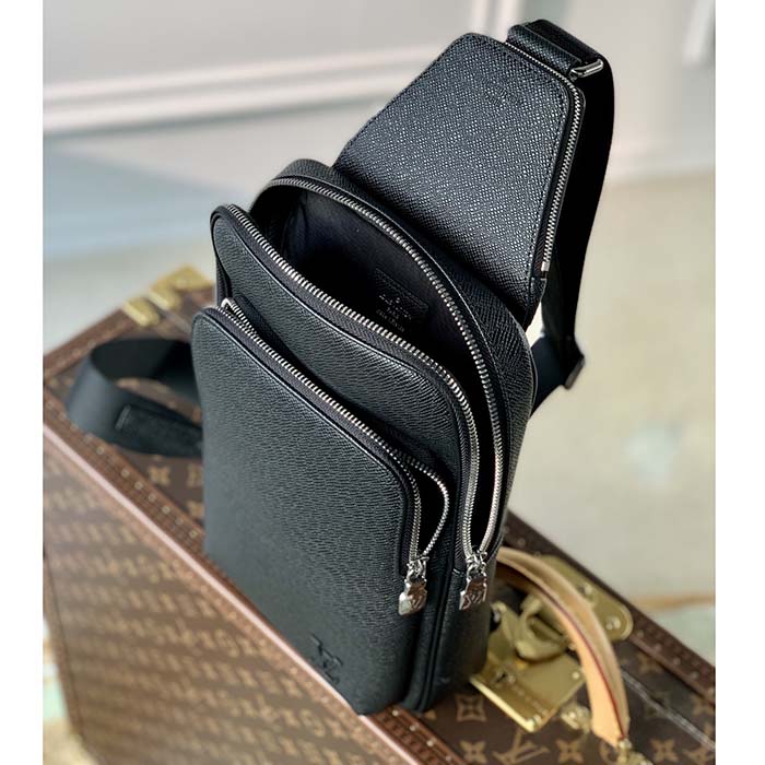Louis Vuitton LV Men Avenue Sling Bag Taiga Leather-Black - LULUX
