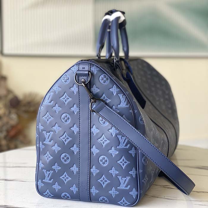 Louis Vuitton 2021 Monogram Shadow Keepall Bandoulière 50 - Blue  Weekenders, Bags - LOU516835