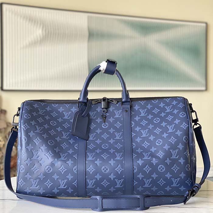 Louis Vuitton Keepall Bandoulière 50 Bag Blue Monogram Denim and Navy –  EliteLaza