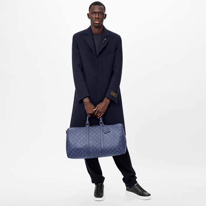 Louis Vuitton LV Keepall 50 Shadow blue Leather ref.330188 - Joli