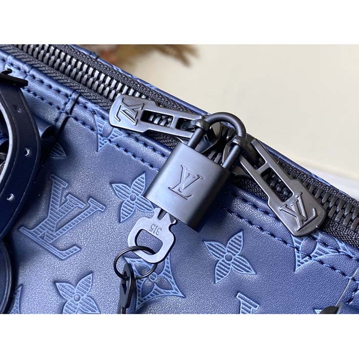 Louis Vuitton Blue Shadow Leather Monogram Keepall 50 – Savonches