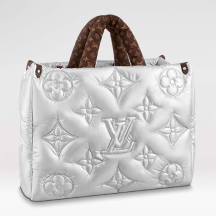 Louis Vuitton LV Onthego MM tote bag Silvery Leather ref.590683