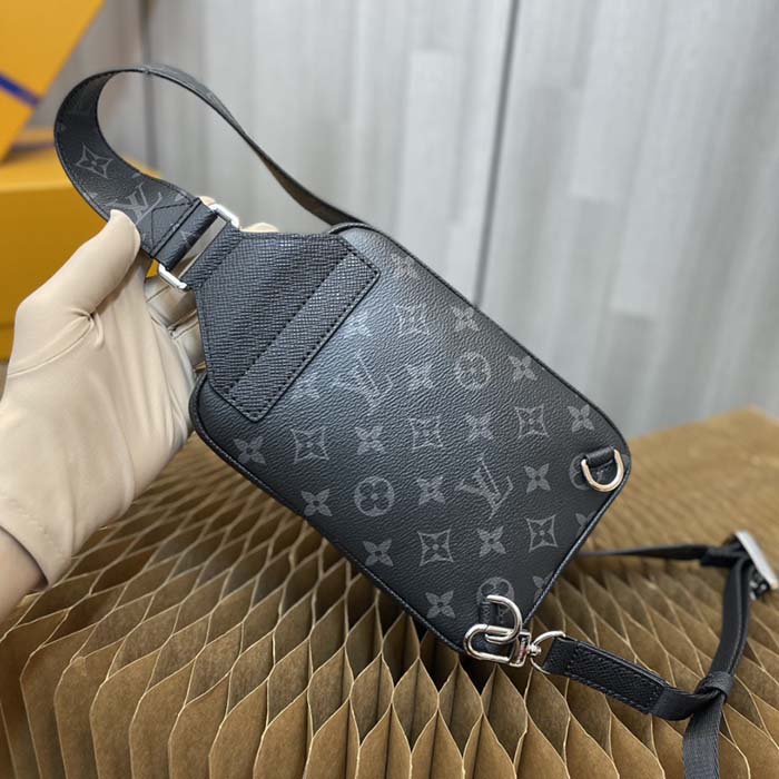 LV LV Unisex Outdoor Sling Bag Taigarama Noir Black Coated Canvas Cowhide  Leather in 2023