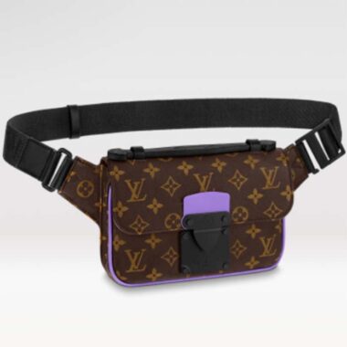 Louis Vuitton LV Unisex S Lock Sling Bag Purple Monogram Macassar Coated Canvas