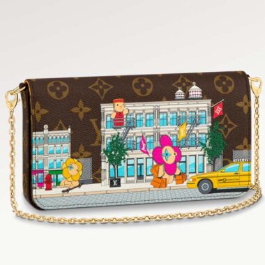 Louis Vuitton LV Women Félicie Pochette Yellow Brown Monogram Coated Canvas