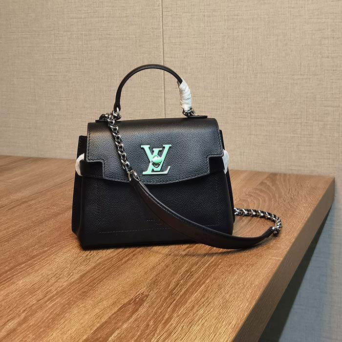 Louis Vuitton LV Women Lockme Ever Mini Handbag Black Grained Calf Leather  - LULUX
