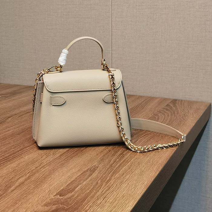 Louis Vuitton LV Women Lockme Ever Mini Handbag Greige Grained Calf Leather  - LULUX