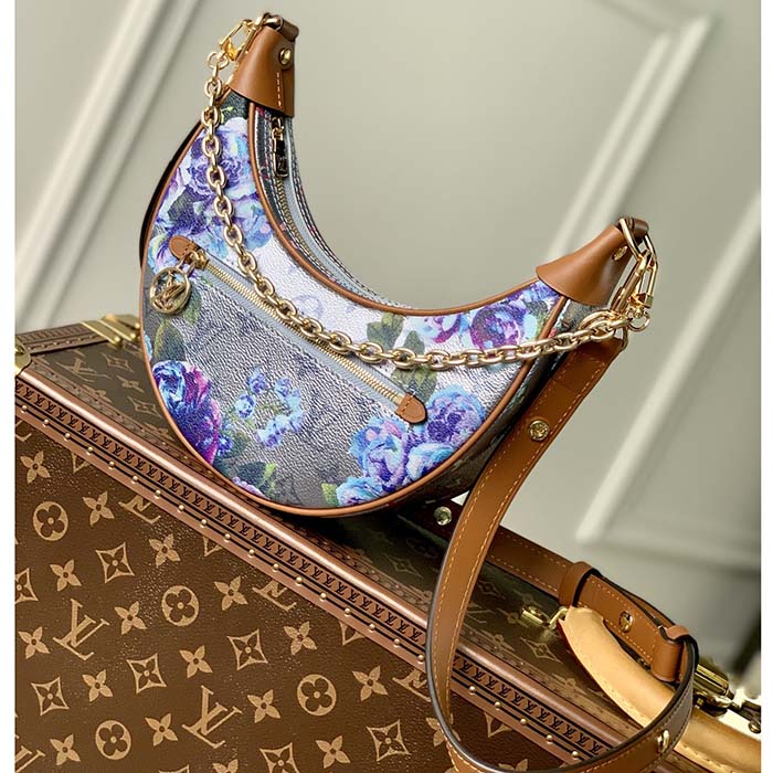 Louis Vuitton LV Women Loop Baguette Handbag Blue Coated Canvas - LULUX