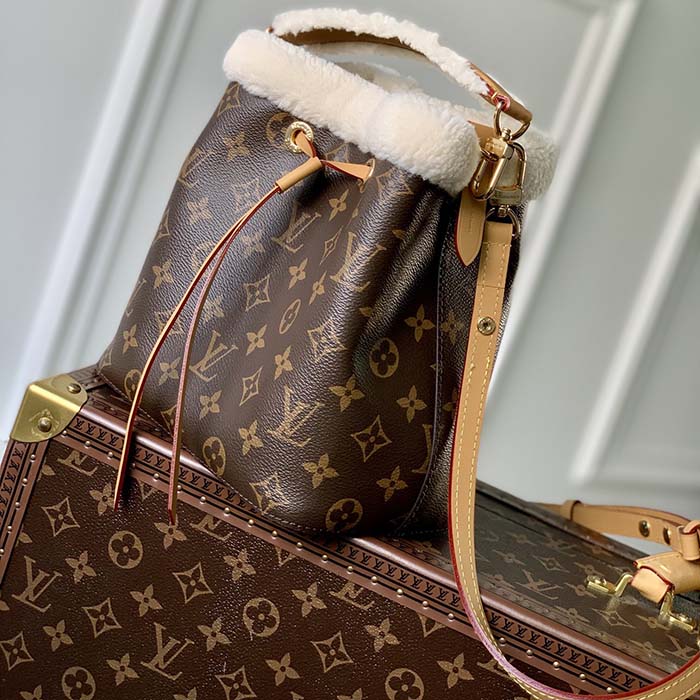 Louis Vuitton Shearling Trimmed Monogram Neonoe BB Bucket Bag - Brown  Bucket Bags, Handbags - LOU708347