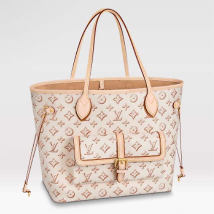 LV Beige Neverfull Tote with Pouch For Casual Wear, 1 Kg 110 G