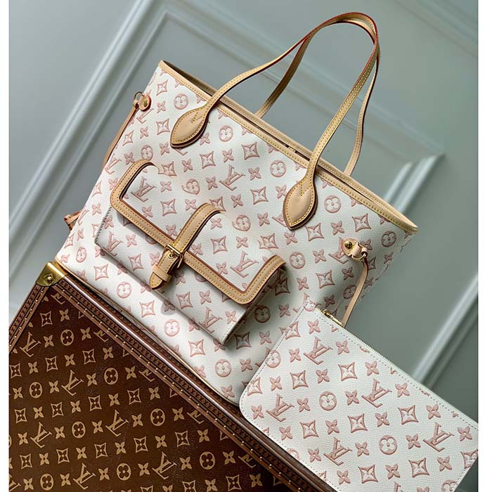 Louis Vuitton - Authenticated Neverfull Clutch Bag - Cotton Beige for Women, Very Good Condition