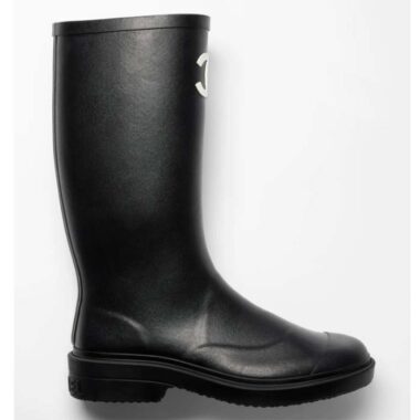 Chanel Women CC High Boots Caoutchouc Leather Black