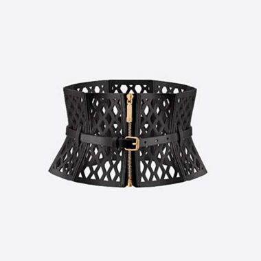 Dior Women D-Trap Corset Belt Black Smooth Calfskin 16 CM