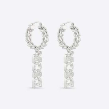 Dior Women Dio(r)evolution Earrings Silver-Finish Metal and Silver-Tone Crystals