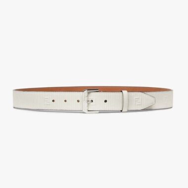 Fendi Men White Leather Belt