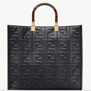 Fendi Women FF Sunshine Medium Black Leather Shopper