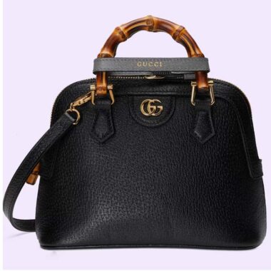 Gucci GG Women Gucci Diana Mini Tote Bag Black Leather Double G