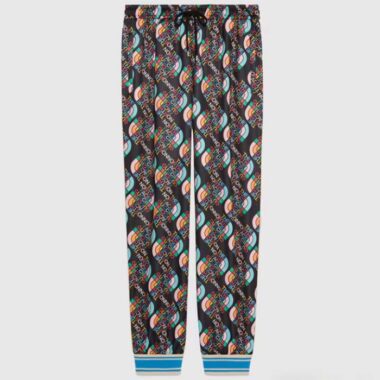 Gucci Men GG The North Face x Gucci Jogging Pants Logo Print Black Technical Jersey