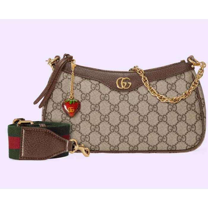 Gucci Women Ophidia GG Small Handbag Beige Ebony GG Supreme Canvas