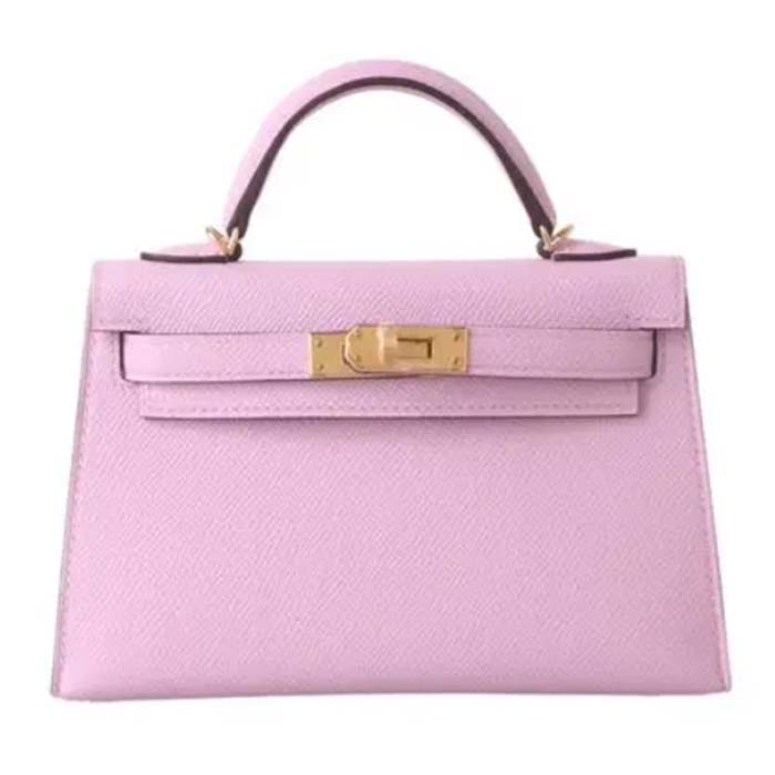Kelly mini leather handbag Hermès Purple in Leather - 33195582
