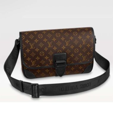 Louis Vuitton LV Unisex Archy Messenger MM Bag Monogram Macassar Coated Canvas