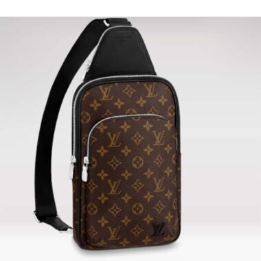 Louis Vuitton LV Unisex Avenue Sling Bag Brown Monogram Macassar Coated Canvas Cowhide