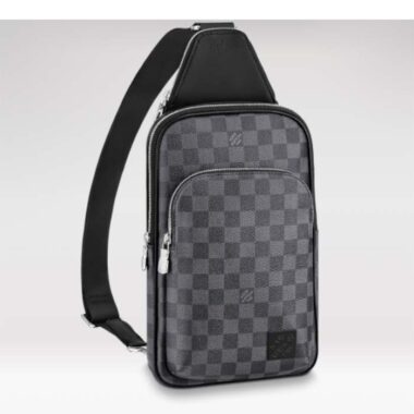 Louis Vuitton LV Unisex Avenue Sling Bag Grey Damier Graphite Coated Canvas Cowhide