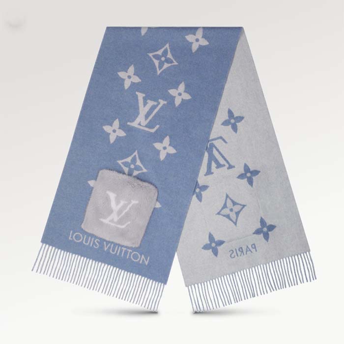 Louis Vuitton LV denim scarf new Blue Wool ref.276037 - Joli Closet