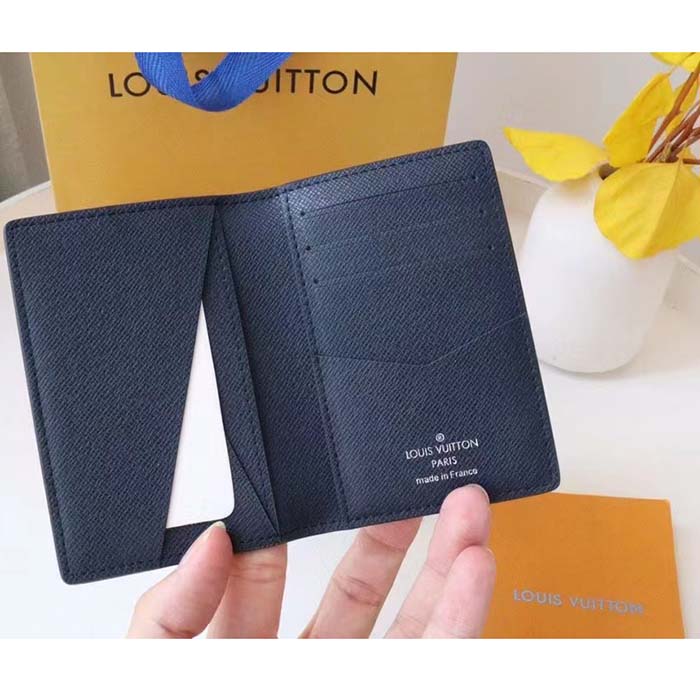Louis Vuitton Pocket Organizer Louis Vuitton Malletier Stamp (3 Card  Slot) Navy Blue in Taiga Leather - ES
