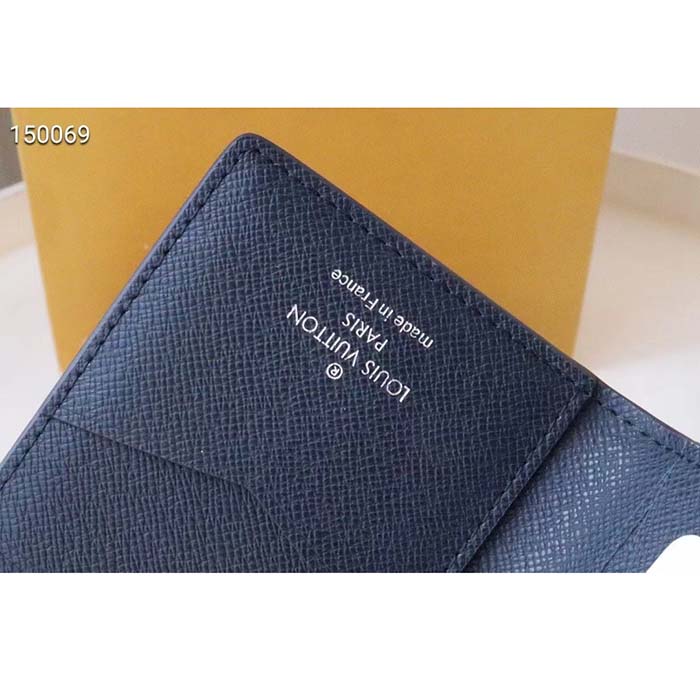 Louis Vuitton Pocket Organizer Navy Blue in Monogram Coated Canvas/Taiga  Cowhide Leather - US