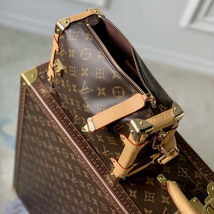 Louis Vuitton Side Trunk Handbag Monogram Canvas PM Brown