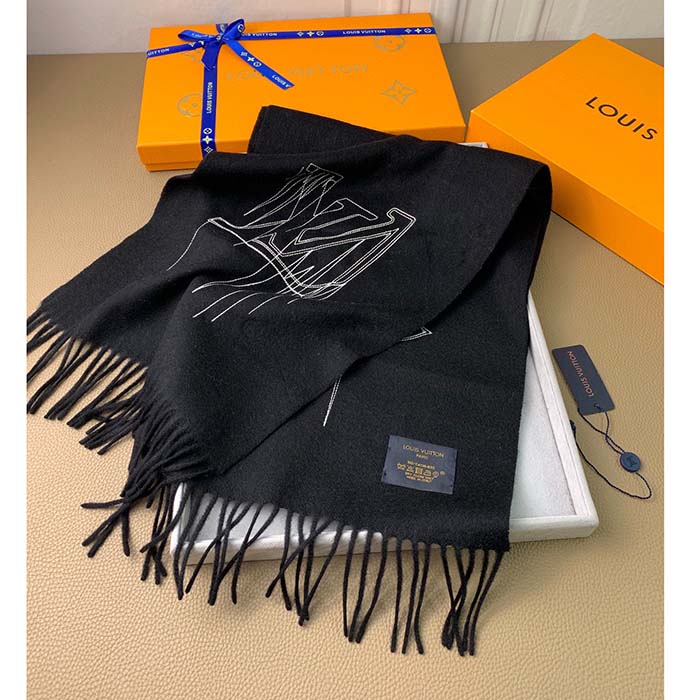 Wool scarf Louis Vuitton Black in Wool - 29684450