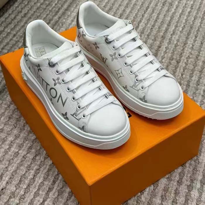 Louis Vuitton Time Out Debossed Monogram Transparent Upper White Silver ( Women's) (White Blue Socks Included) - 1A9PZC - US