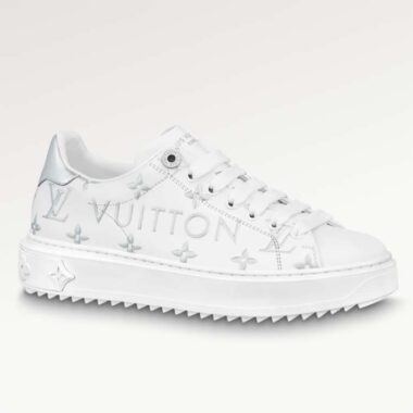 Louis Vuitton LV Unisex Time Out Sneaker Silver Monogram Debossed Calf Leather