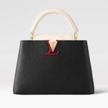 Louis Vuitton LV Women Capucines BB Black Greige Doux Scarlet Taurillon Leather