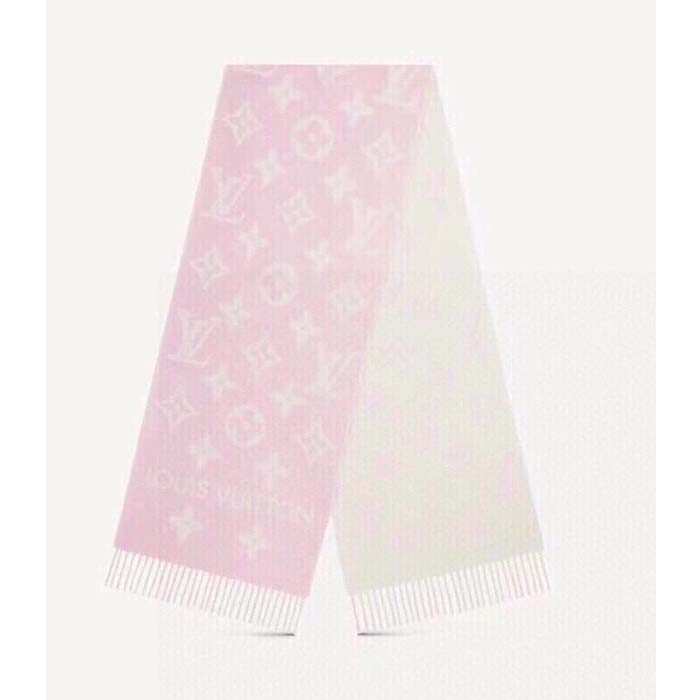 Louis Vuitton // Pink & Beige Monogram Simply LV Wool Scarf – VSP