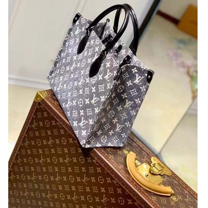 Louis Vuitton Onzago MM Monogram Jacquard Denim Handbag Tote Bag