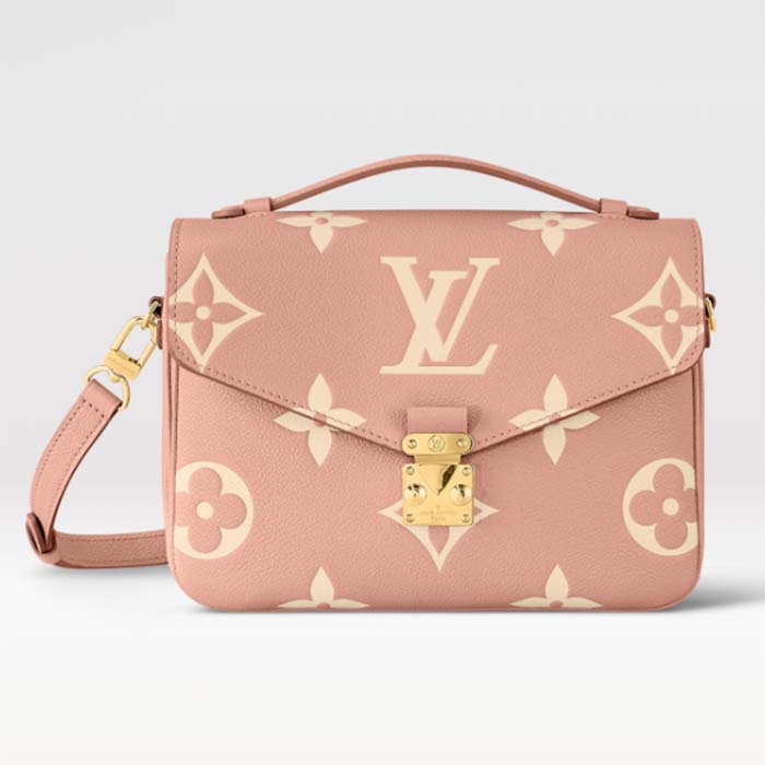 Louis Vuitton Onthego MM Trianon Pink/Cream in Grained Cowhide