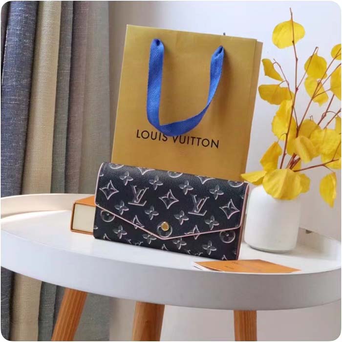 Louis Vuitton Wallet Sarah Flap Long Fall For You Black Pink M81477 Used  Japan